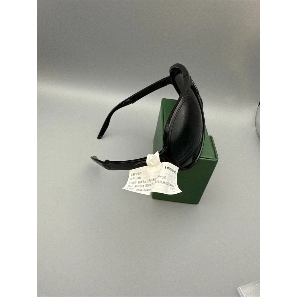 ULIKE NWT Polarized Authentic Folding Black Aviator Sunglasses & Green case NEW